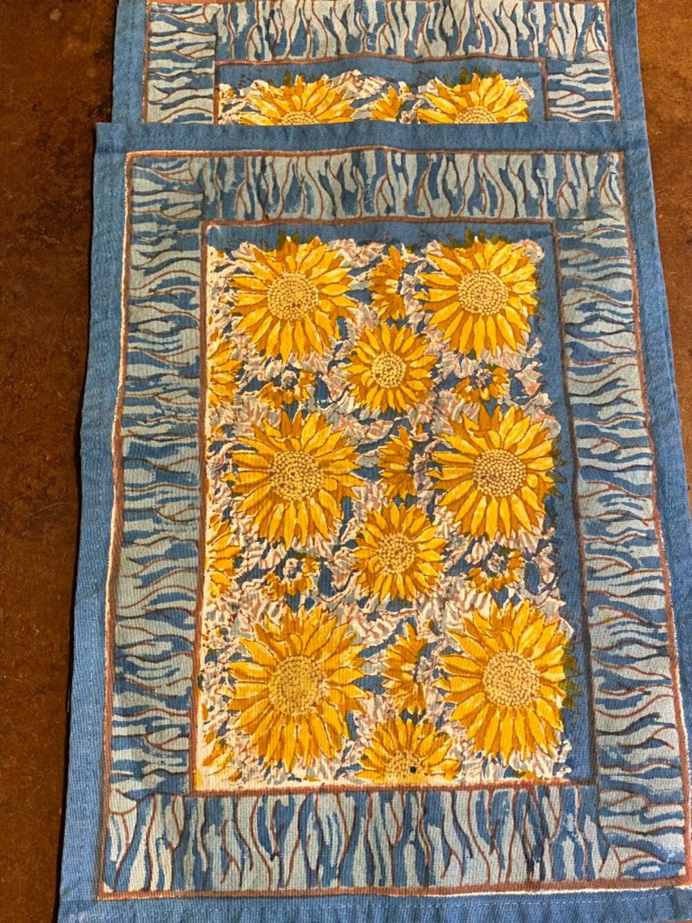 TWO Couleur Nature Placemat Bruno Lamy Sunflowers Daisies Daisy Cotton Provence